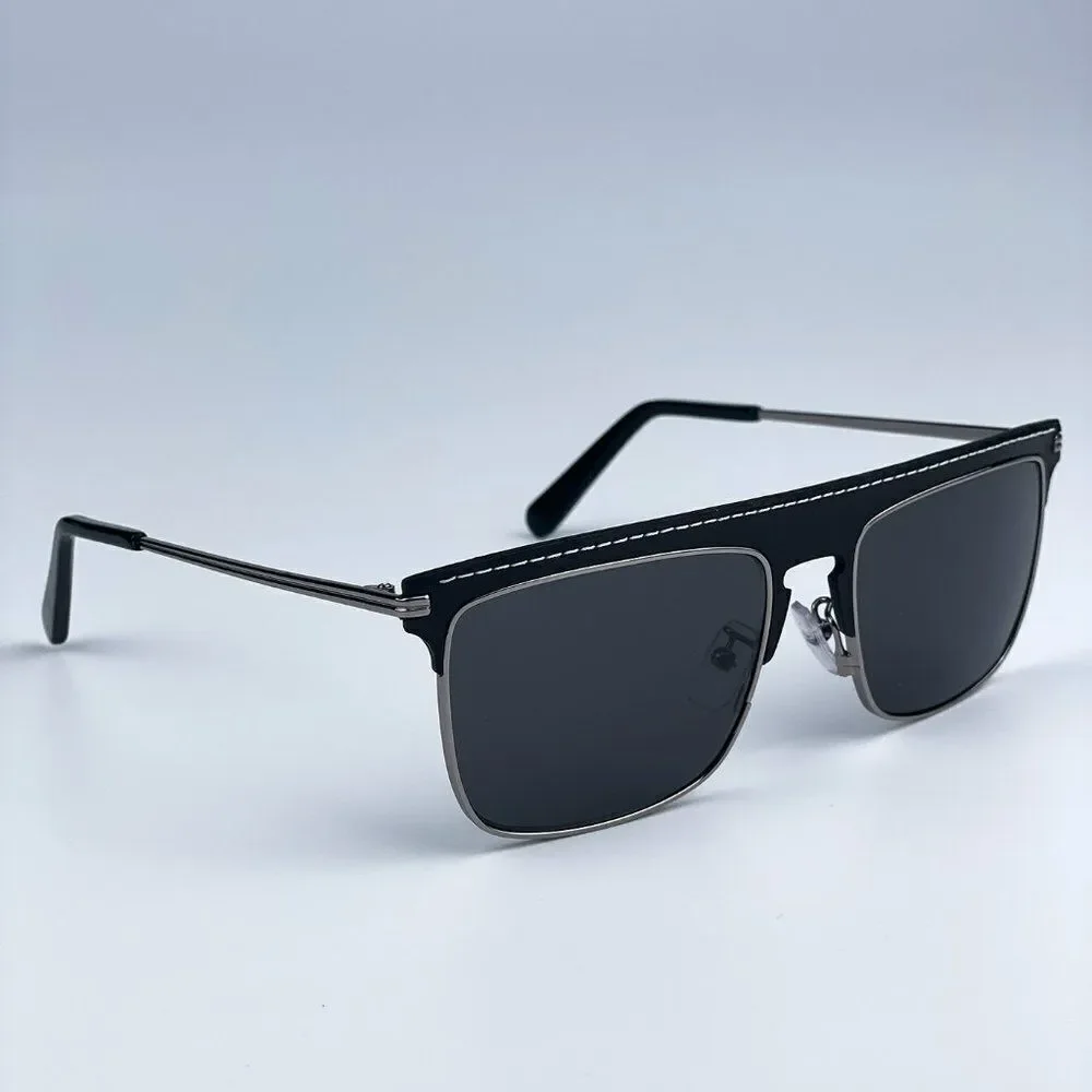 NEW Loewe LW40006U 20A Metal Black Leather Grey Aviator Unisex Sunglasses